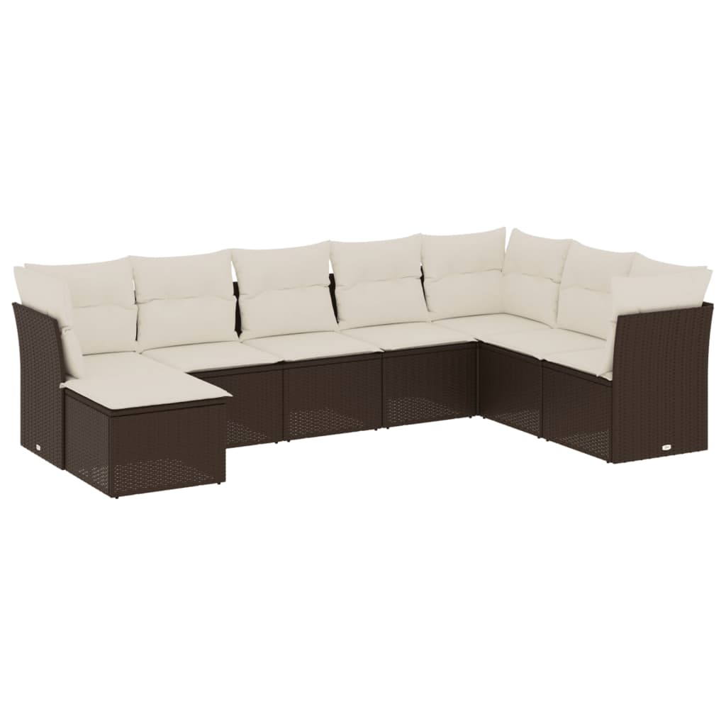 8-delige Loungeset met kussens poly rattan bruin is nu te koop bij PeponiXL, paradijselijk wonen!