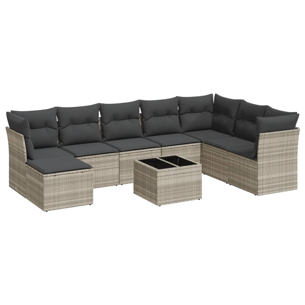 9-delige Loungeset met kussens poly rattan lichtgrijs is nu te koop bij PeponiXL, paradijselijk wonen!