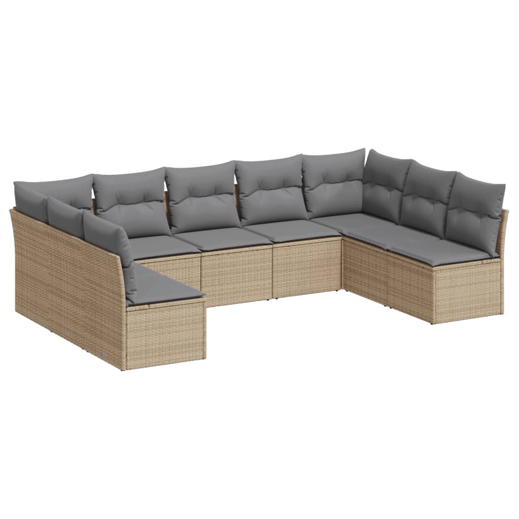 9-delige Loungeset met kussens poly rattan beige is nu te koop bij PeponiXL, paradijselijk wonen!