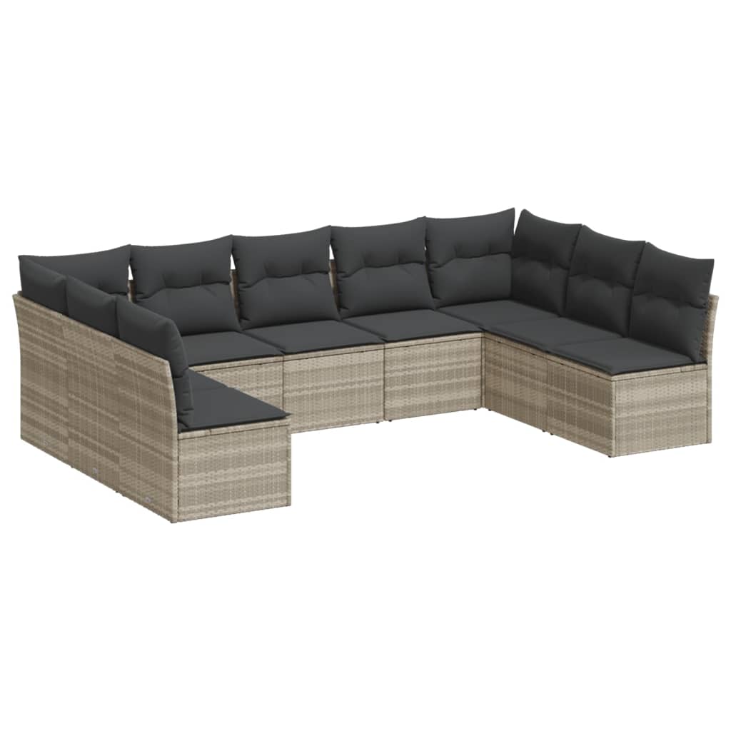 9-delige Loungeset met kussens poly rattan lichtgrijs is nu te koop bij PeponiXL, paradijselijk wonen!