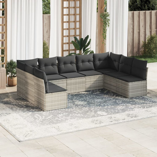 9-delige Loungeset met kussens poly rattan lichtgrijs is nu te koop bij PeponiXL, paradijselijk wonen!