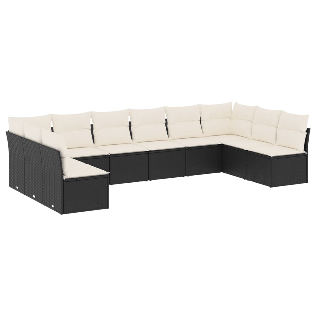 10-delige Loungeset met kussens poly rattan zwart is nu te koop bij PeponiXL, paradijselijk wonen!