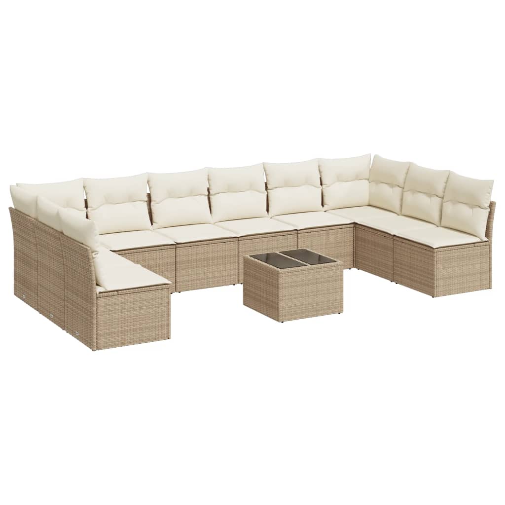 11-delige Tuinset met kussens poly rattan beige is nu te koop bij PeponiXL, paradijselijk wonen!
