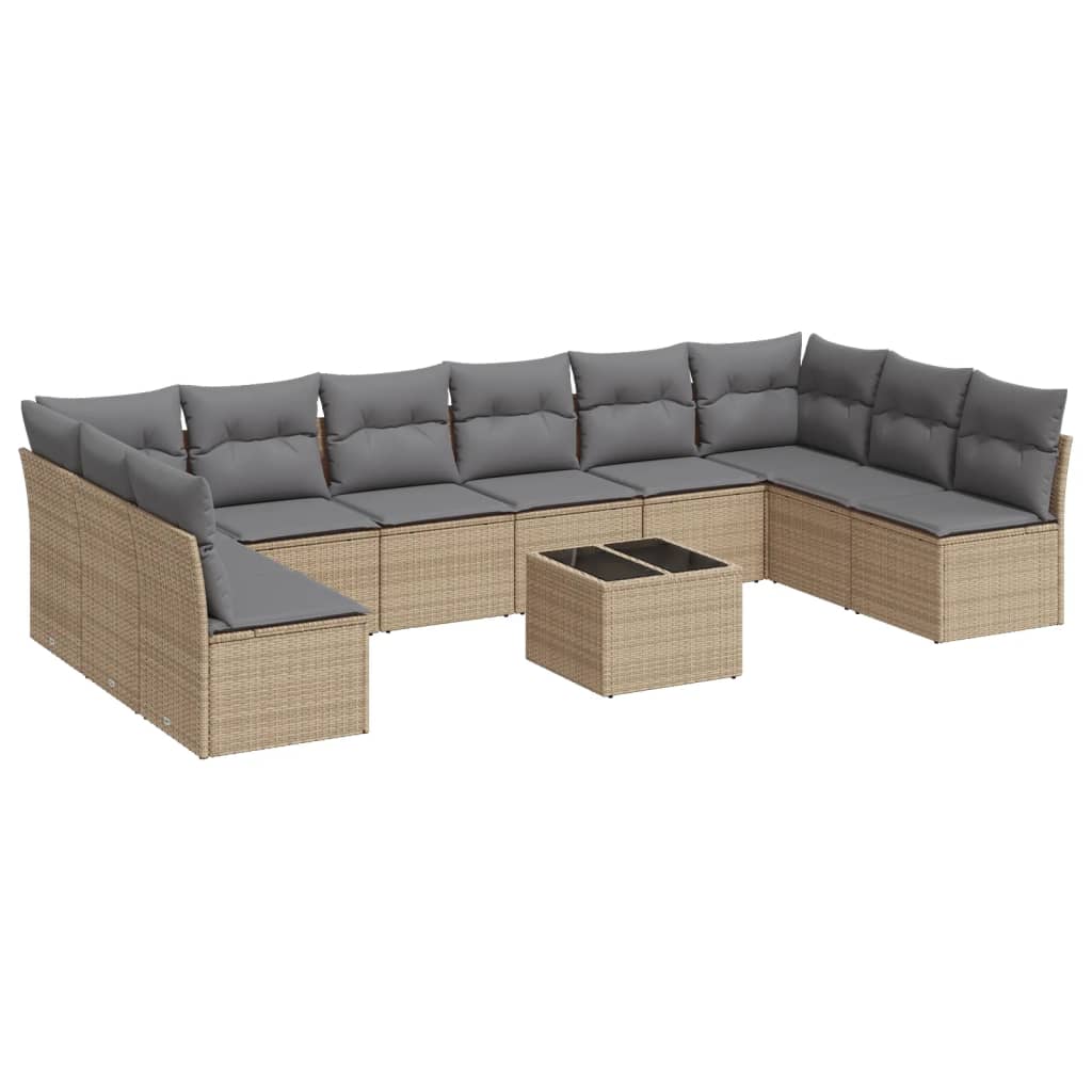 11-delige Tuinset met kussens poly rattan beige is nu te koop bij PeponiXL, paradijselijk wonen!