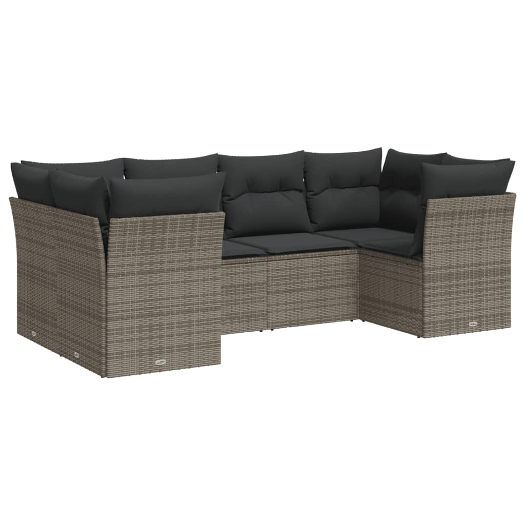 6-delige Loungeset met kussens poly rattan grijs is nu te koop bij PeponiXL, paradijselijk wonen!