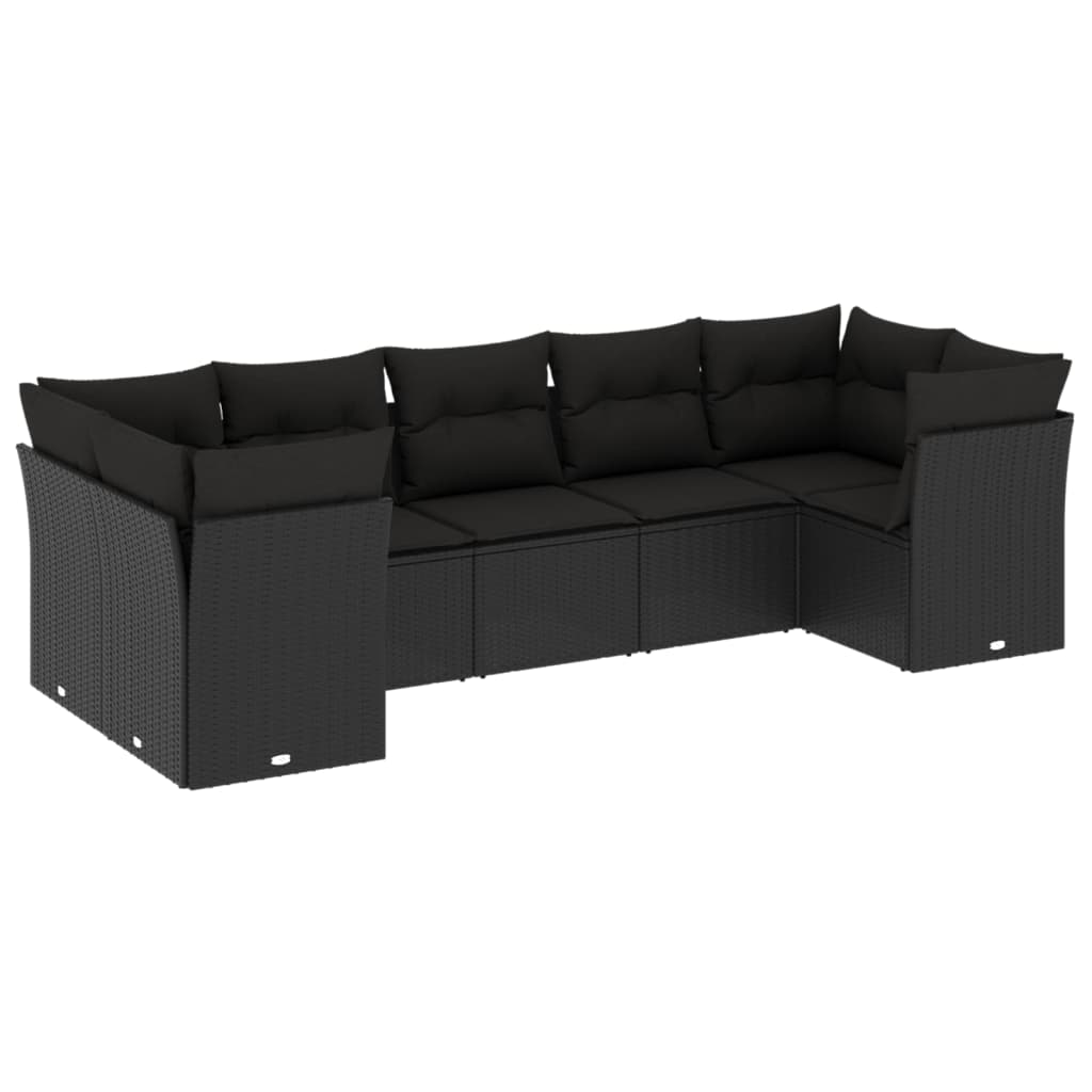 7-delige Loungeset met kussens poly rattan zwart is nu te koop bij PeponiXL, paradijselijk wonen!
