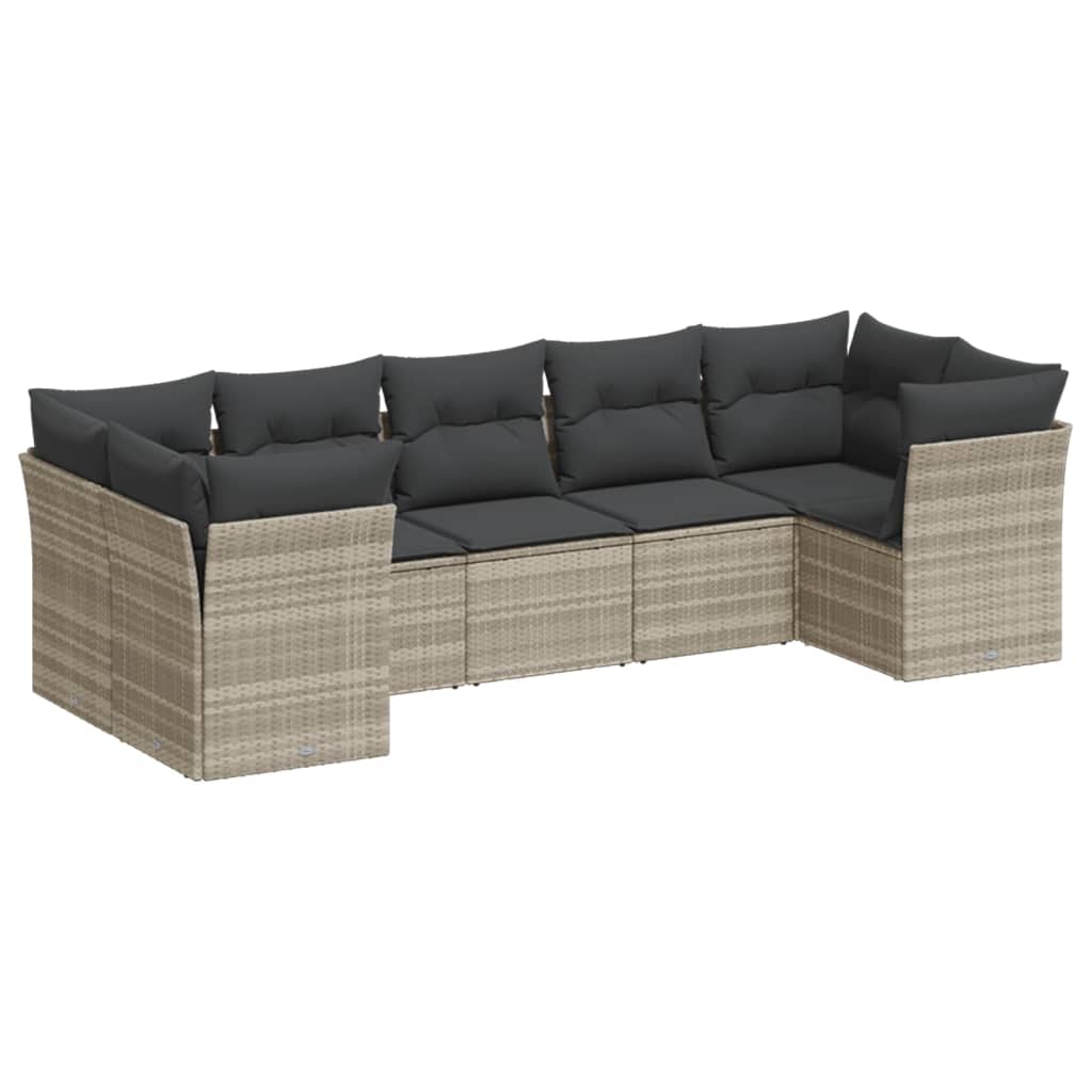 7-delige Loungeset met kussens poly rattan lichtgrijs is nu te koop bij PeponiXL, paradijselijk wonen!