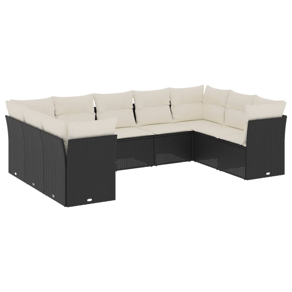 9-delige Loungeset met kussens poly rattan zwart is nu te koop bij PeponiXL, paradijselijk wonen!