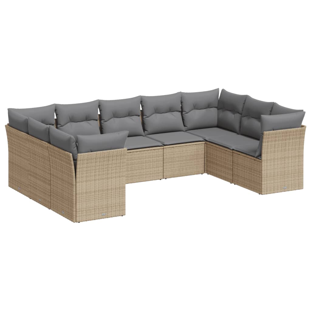 9-delige Loungeset met kussens poly rattan beige is nu te koop bij PeponiXL, paradijselijk wonen!