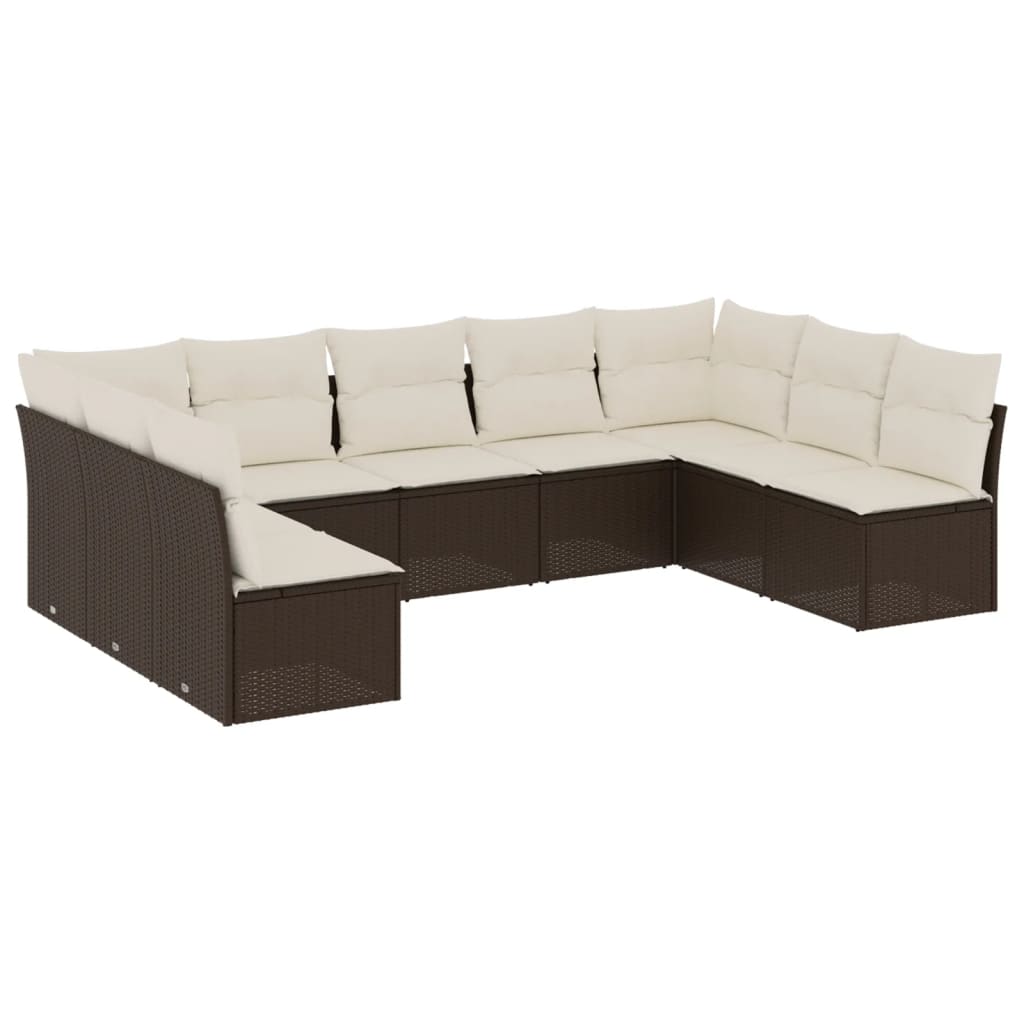 9-delige Loungeset met kussens poly rattan bruin is nu te koop bij PeponiXL, paradijselijk wonen!