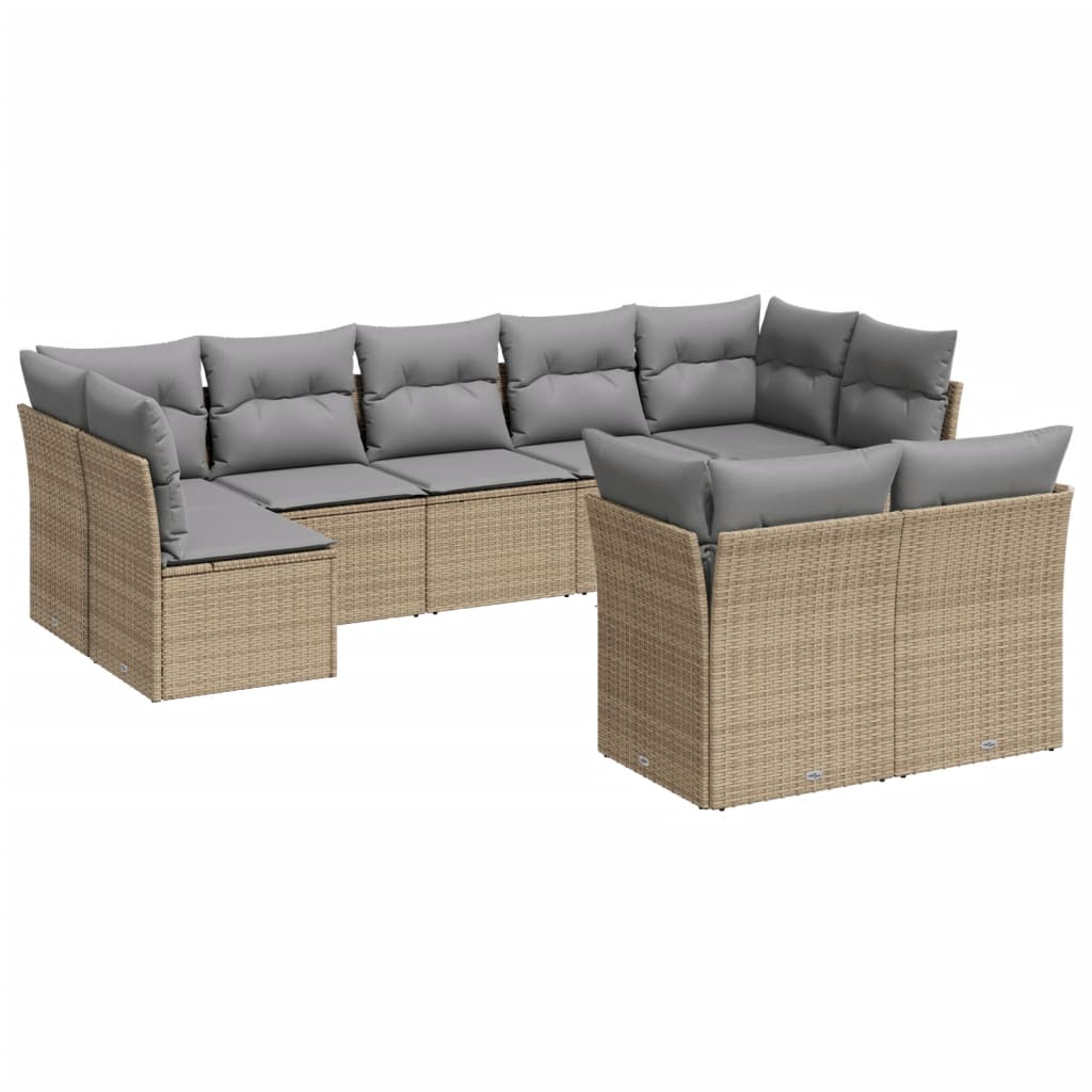 9-delige Loungeset met kussens poly rattan beige is nu te koop bij PeponiXL, paradijselijk wonen!