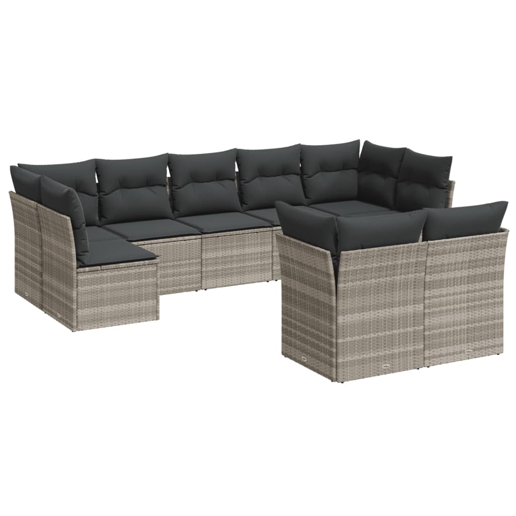9-delige Loungeset met kussens poly rattan lichtgrijs is nu te koop bij PeponiXL, paradijselijk wonen!