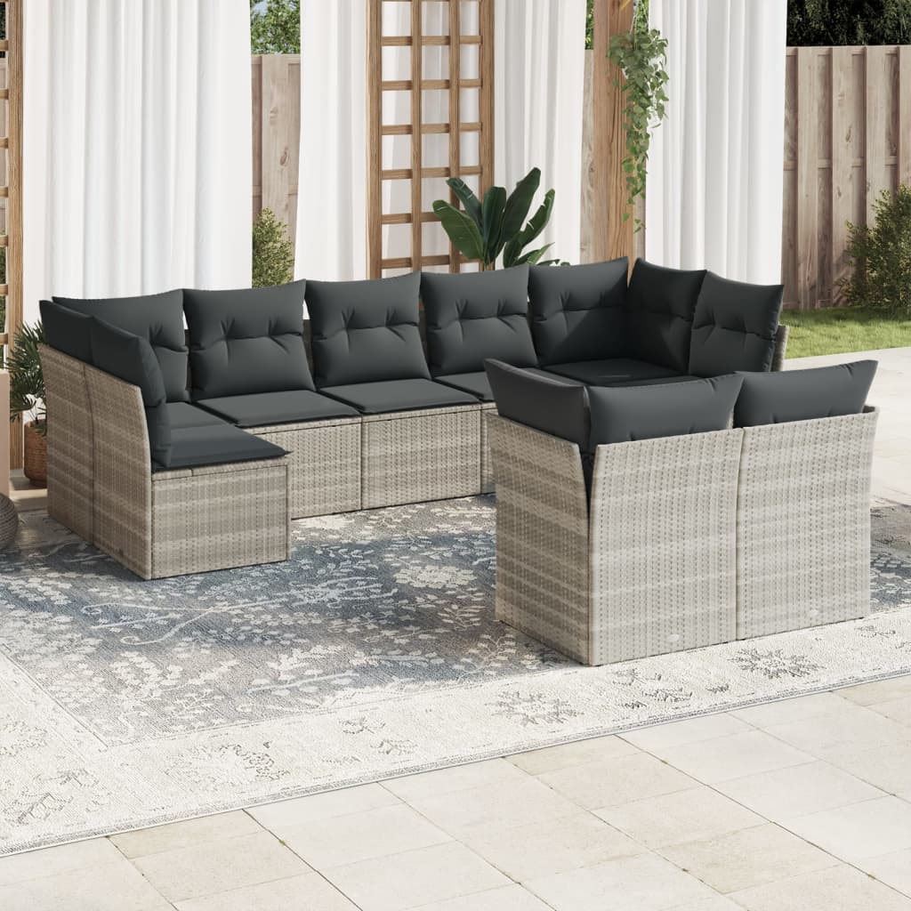 9-delige Loungeset met kussens poly rattan lichtgrijs is nu te koop bij PeponiXL, paradijselijk wonen!