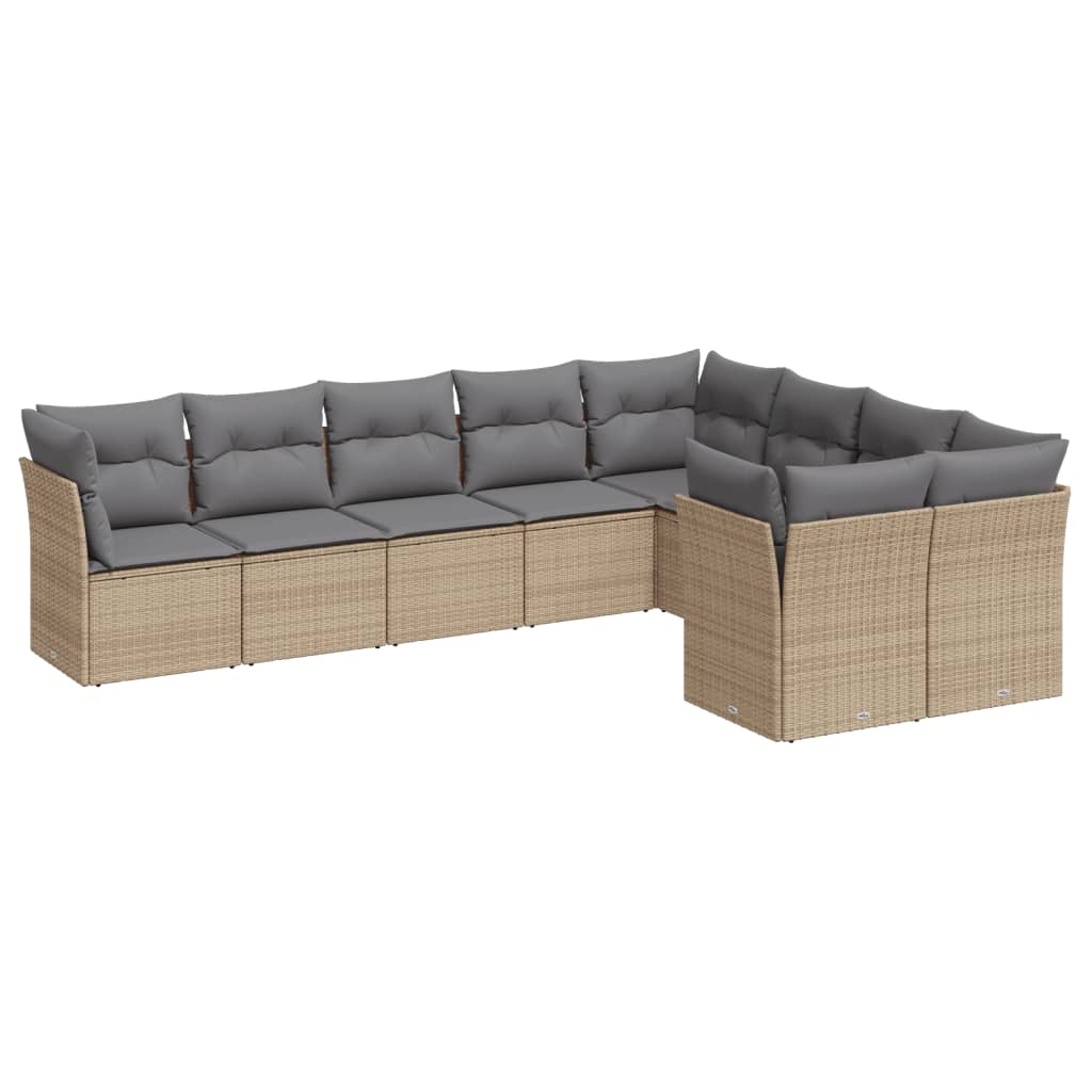 9-delige Loungeset met kussens poly rattan beige is nu te koop bij PeponiXL, paradijselijk wonen!