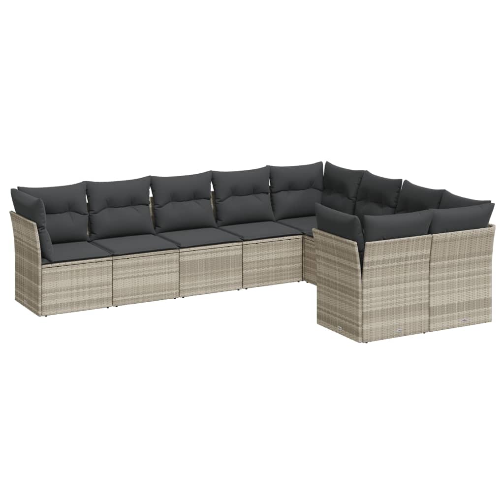 9-delige Loungeset met kussens poly rattan lichtgrijs is nu te koop bij PeponiXL, paradijselijk wonen!