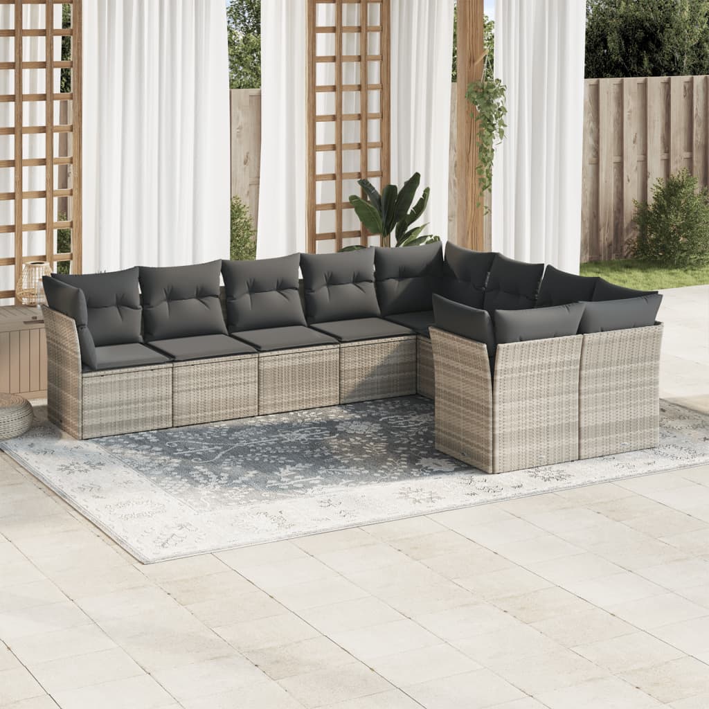 9-delige Loungeset met kussens poly rattan lichtgrijs is nu te koop bij PeponiXL, paradijselijk wonen!