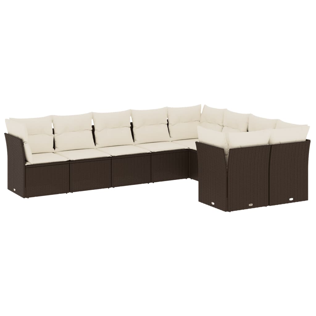 9-delige Loungeset met kussens poly rattan bruin is nu te koop bij PeponiXL, paradijselijk wonen!