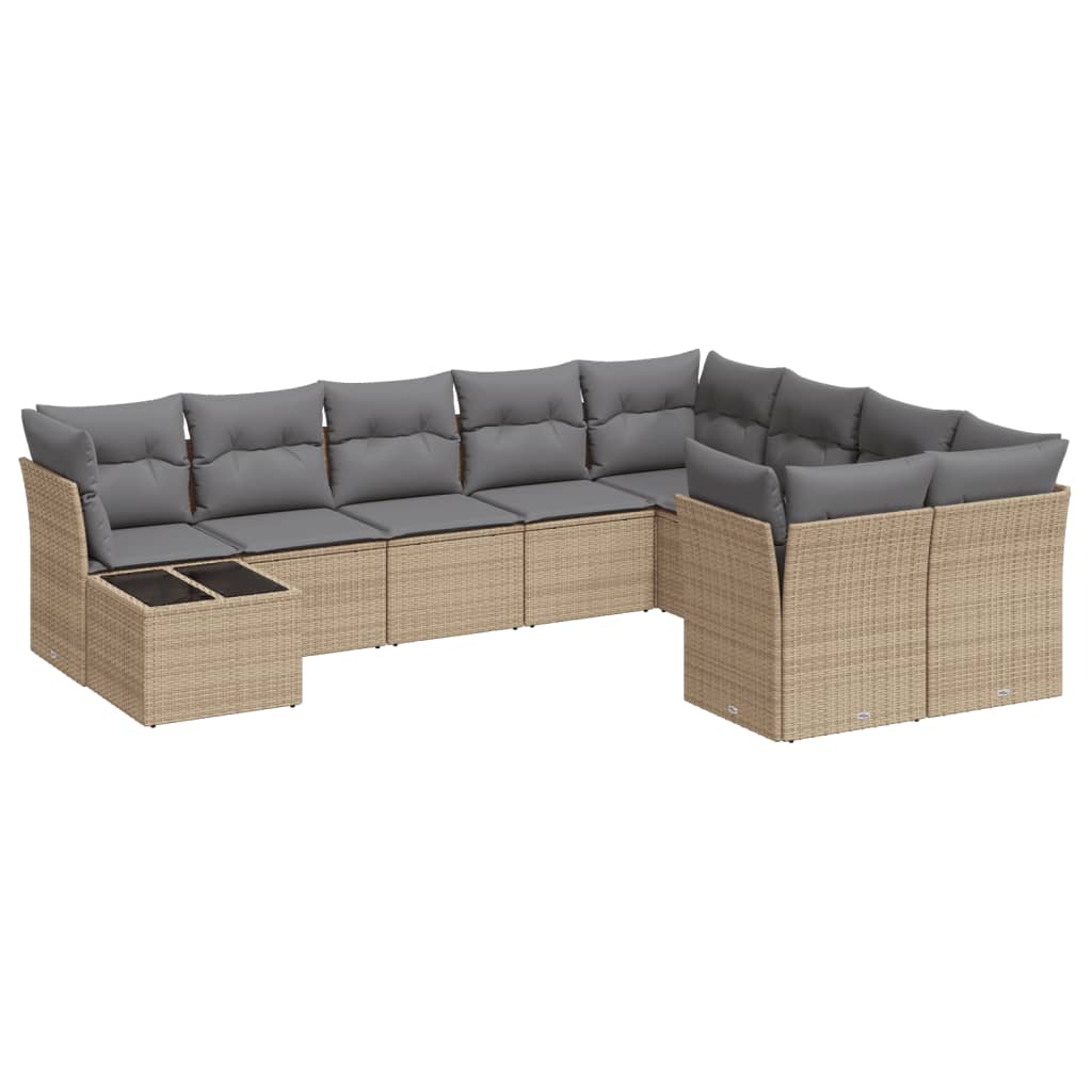 10-delige Loungeset met kussens poly rattan beige is nu te koop bij PeponiXL, paradijselijk wonen!