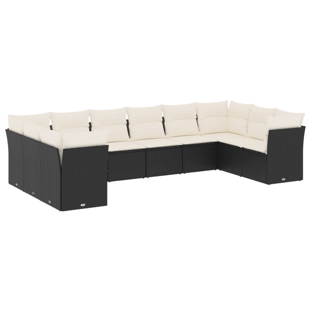 10-delige Loungeset met kussens poly rattan zwart is nu te koop bij PeponiXL, paradijselijk wonen!