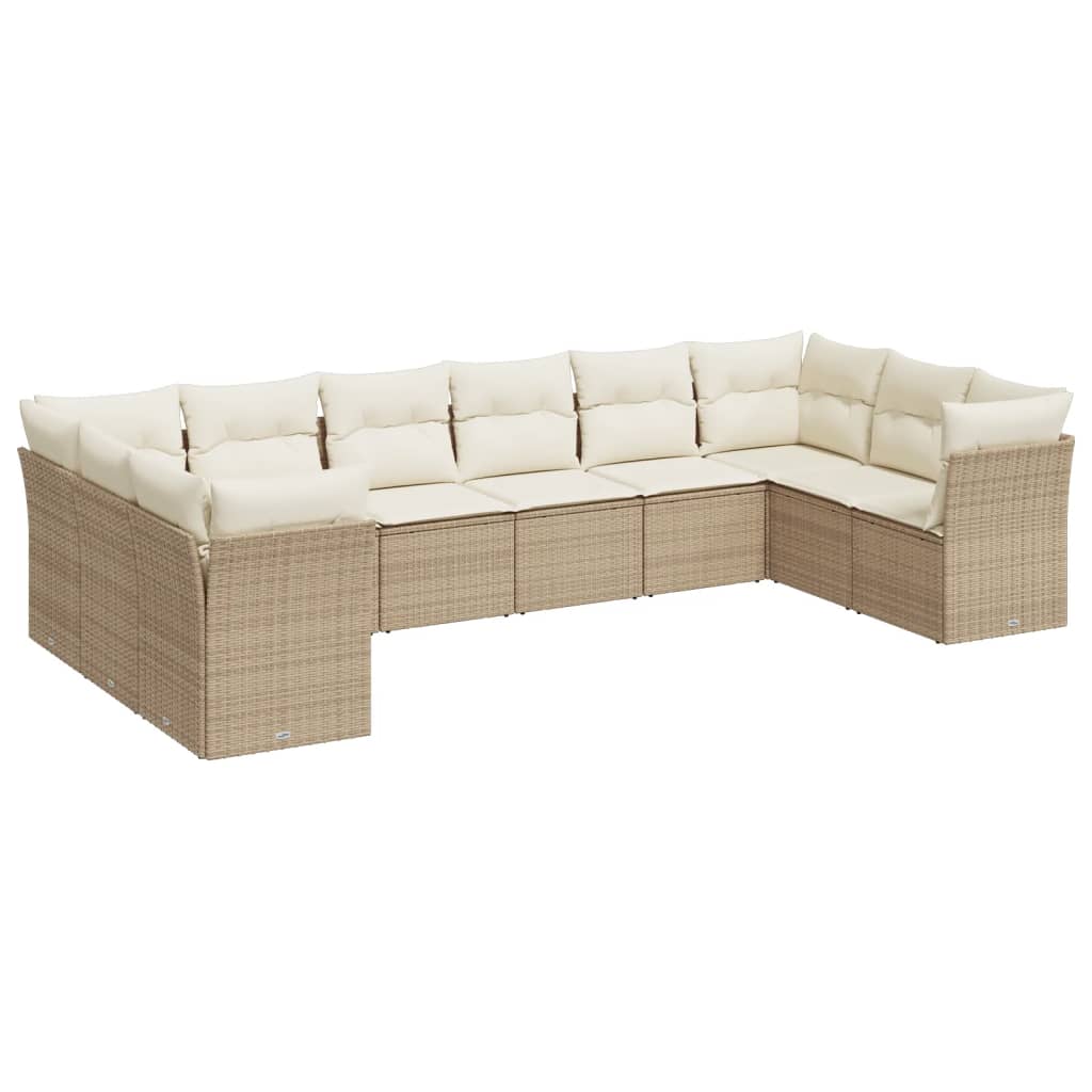 10-delige Loungeset met kussens poly rattan beige is nu te koop bij PeponiXL, paradijselijk wonen!