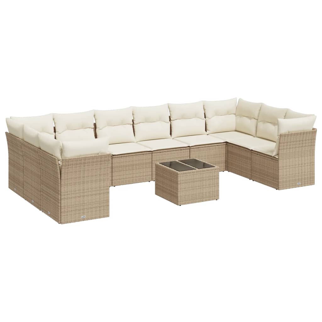11-delige Tuinset met kussens poly rattan beige is nu te koop bij PeponiXL, paradijselijk wonen!