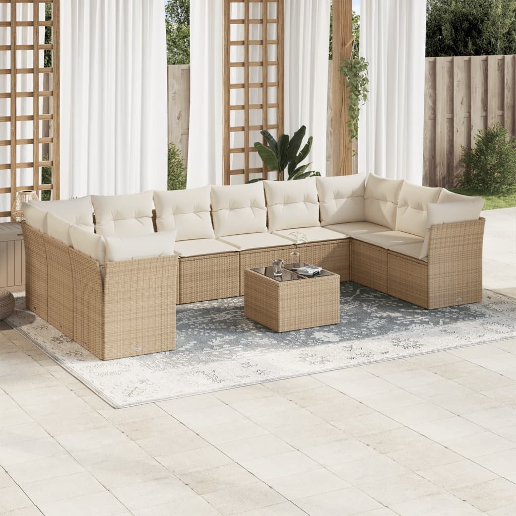 11-delige Tuinset met kussens poly rattan beige is nu te koop bij PeponiXL, paradijselijk wonen!