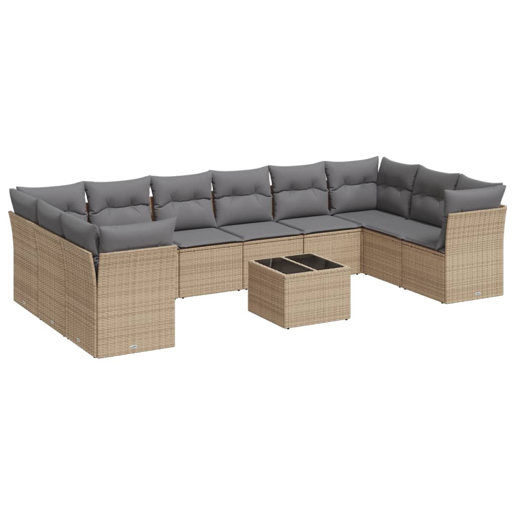 11-delige Tuinset met kussens poly rattan beige is nu te koop bij PeponiXL, paradijselijk wonen!