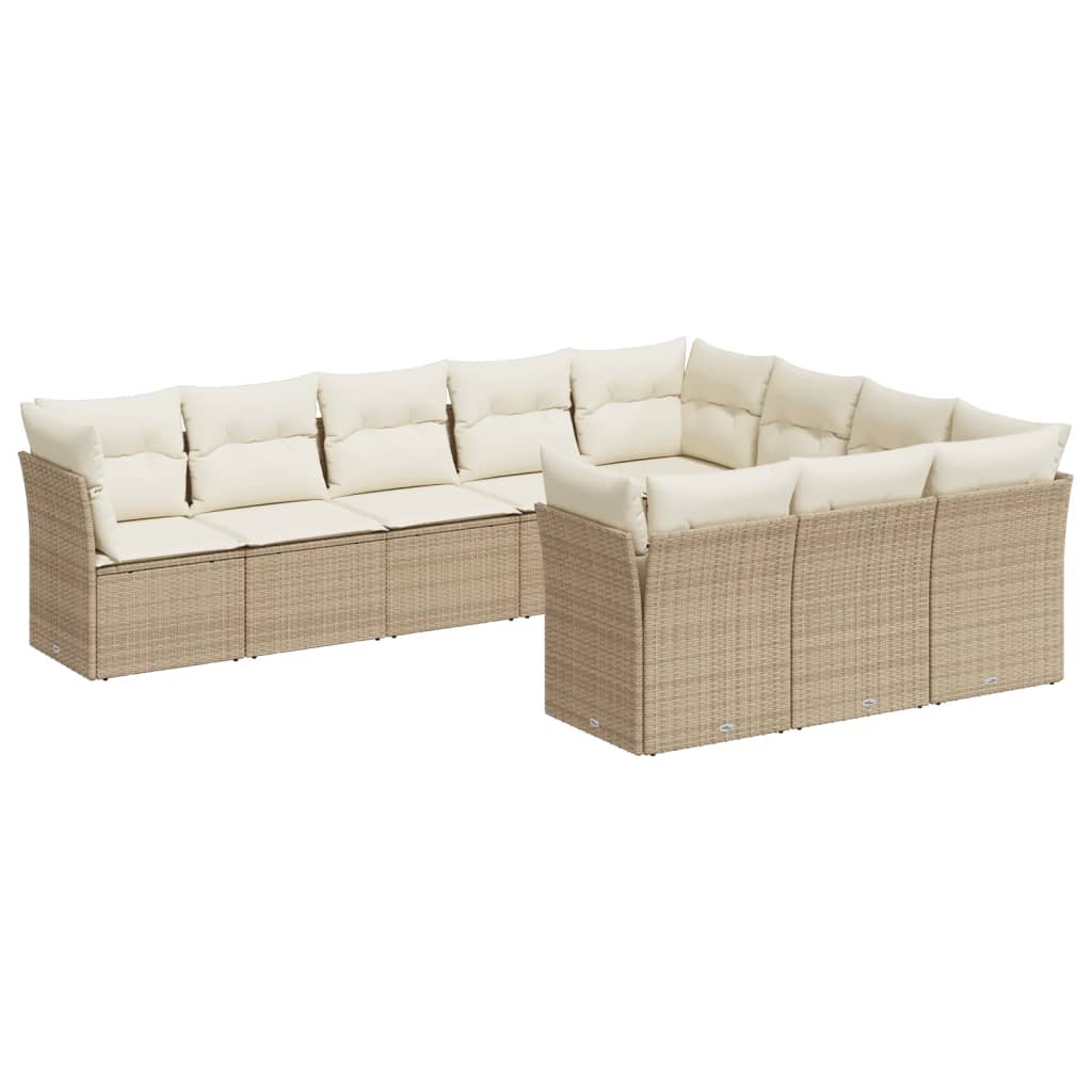 10-delige Loungeset met kussens poly rattan beige is nu te koop bij PeponiXL, paradijselijk wonen!