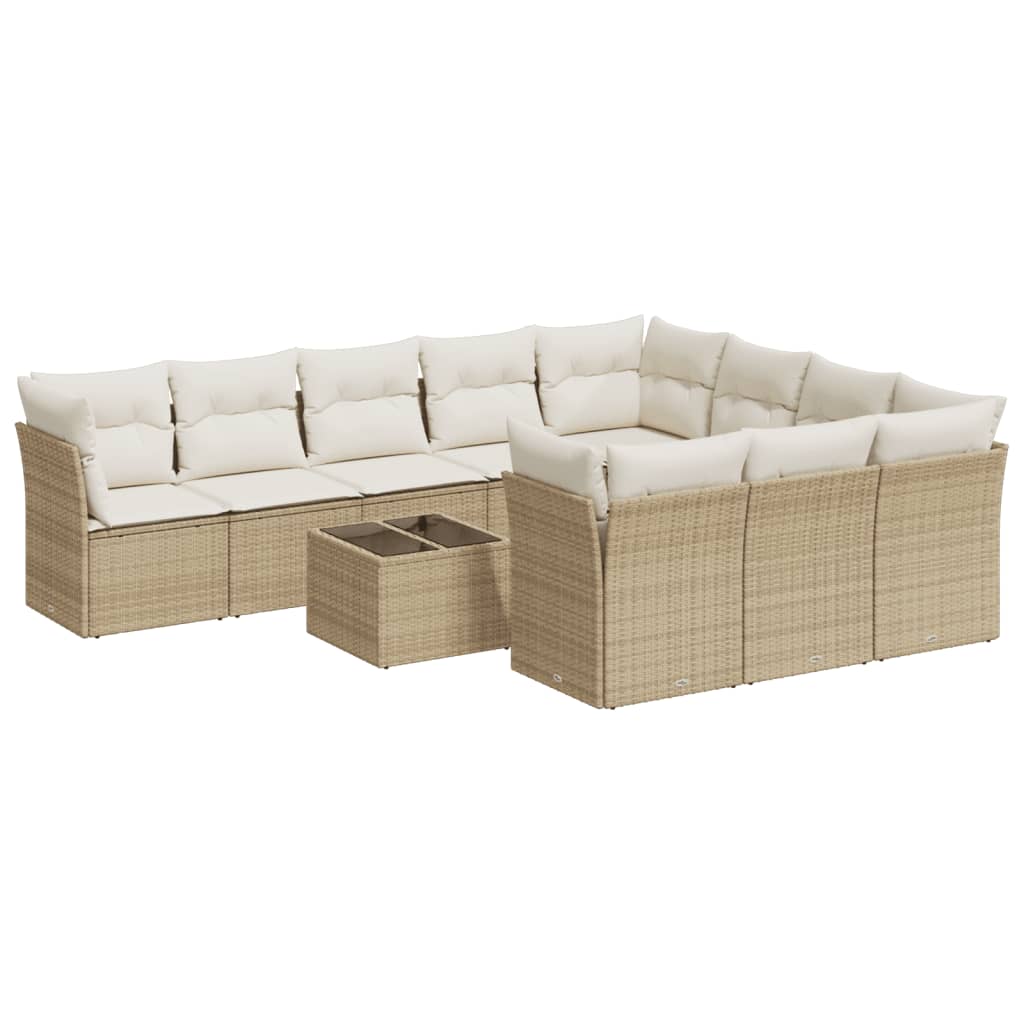 11-delige Tuinset met kussens poly rattan beige is nu te koop bij PeponiXL, paradijselijk wonen!