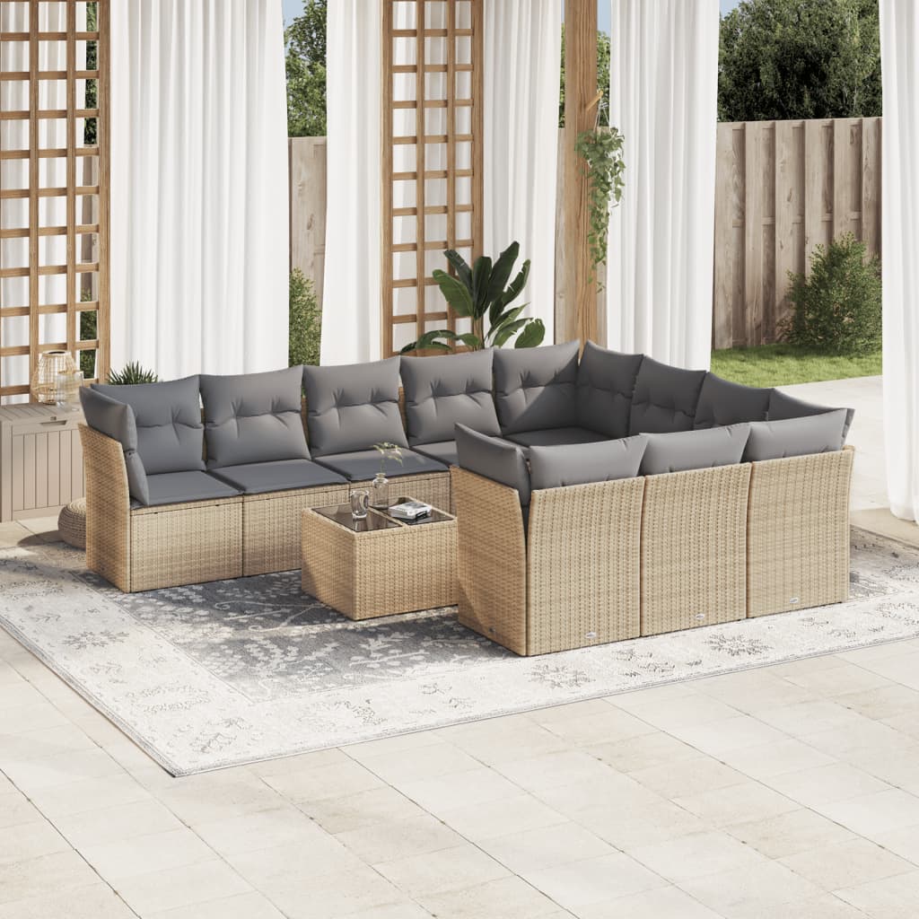 11-delige Tuinset met kussens poly rattan beige is nu te koop bij PeponiXL, paradijselijk wonen!