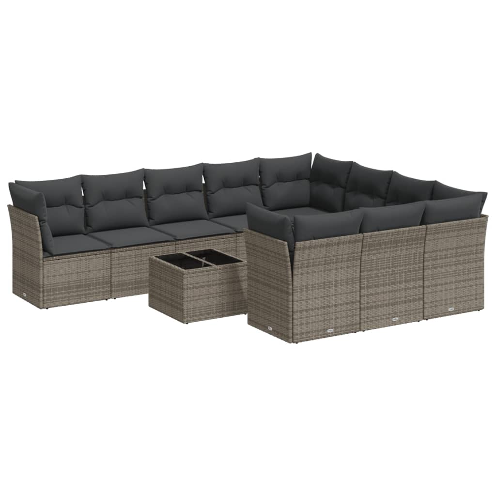 11-delige Loungeset met kussens poly rattan grijs is nu te koop bij PeponiXL, paradijselijk wonen!