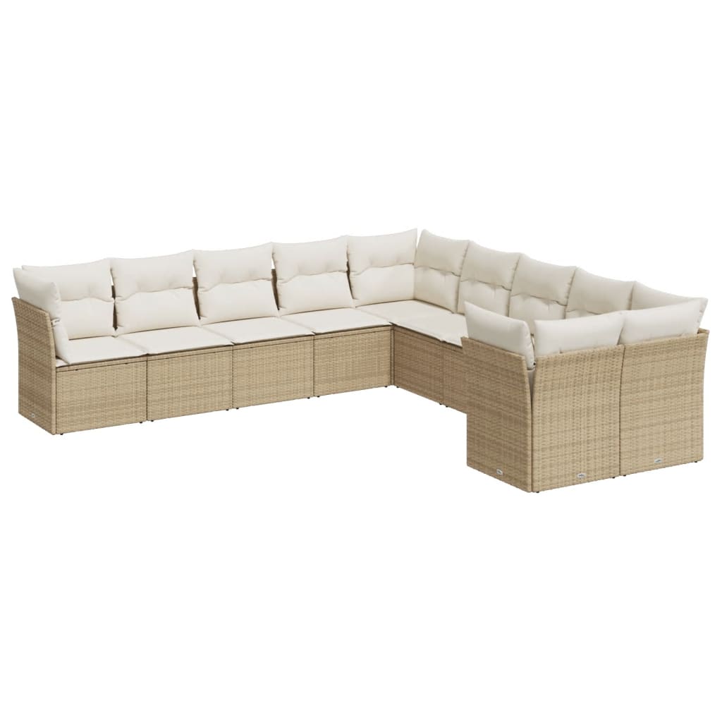 10-delige Loungeset met kussens poly rattan beige is nu te koop bij PeponiXL, paradijselijk wonen!
