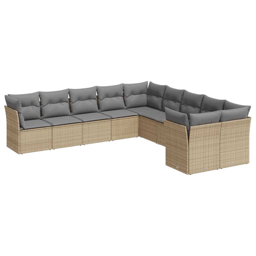 10-delige Loungeset met kussens poly rattan beige is nu te koop bij PeponiXL, paradijselijk wonen!