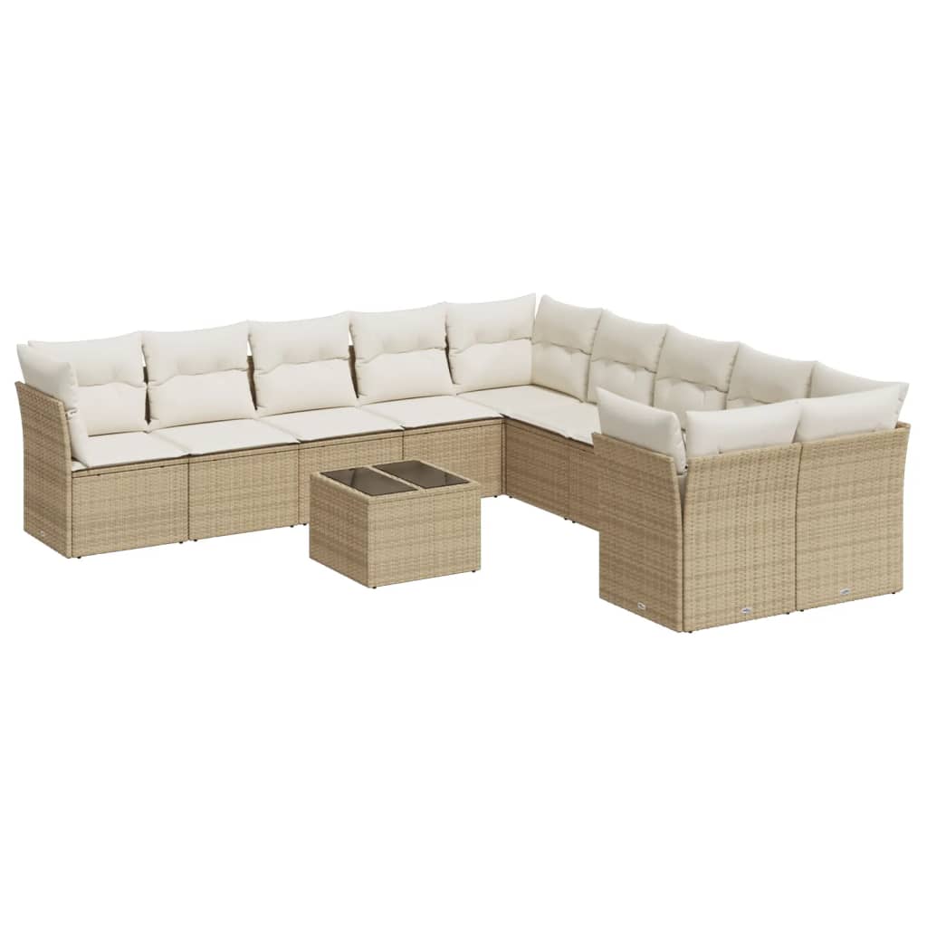 11-delige Tuinset met kussens poly rattan beige is nu te koop bij PeponiXL, paradijselijk wonen!