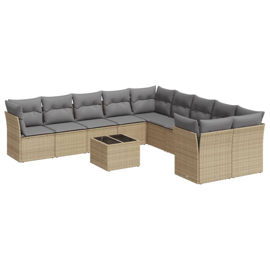 11-delige Tuinset met kussens poly rattan beige is nu te koop bij PeponiXL, paradijselijk wonen!