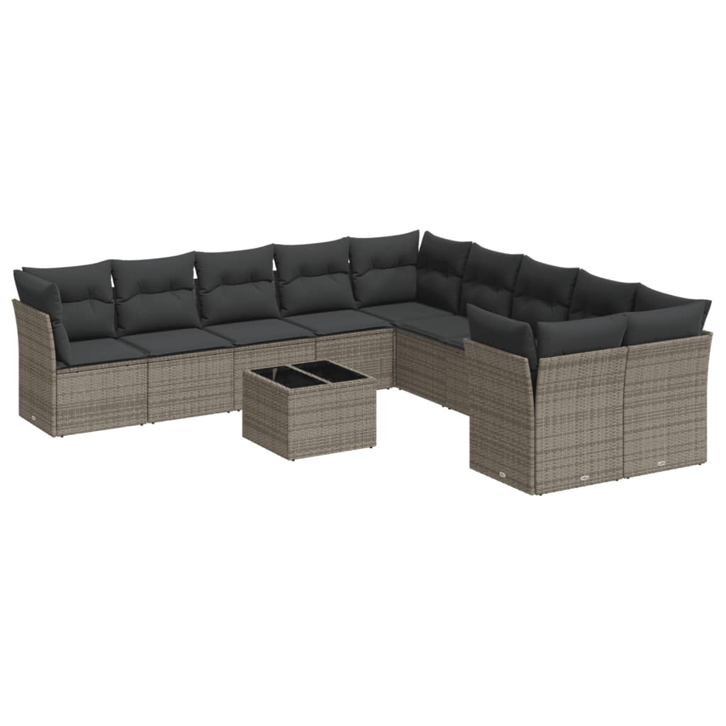 11-delige Loungeset met kussens poly rattan grijs is nu te koop bij PeponiXL, paradijselijk wonen!