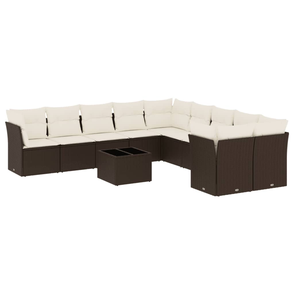 11-delige Loungeset met kussens poly rattan bruin is nu te koop bij PeponiXL, paradijselijk wonen!