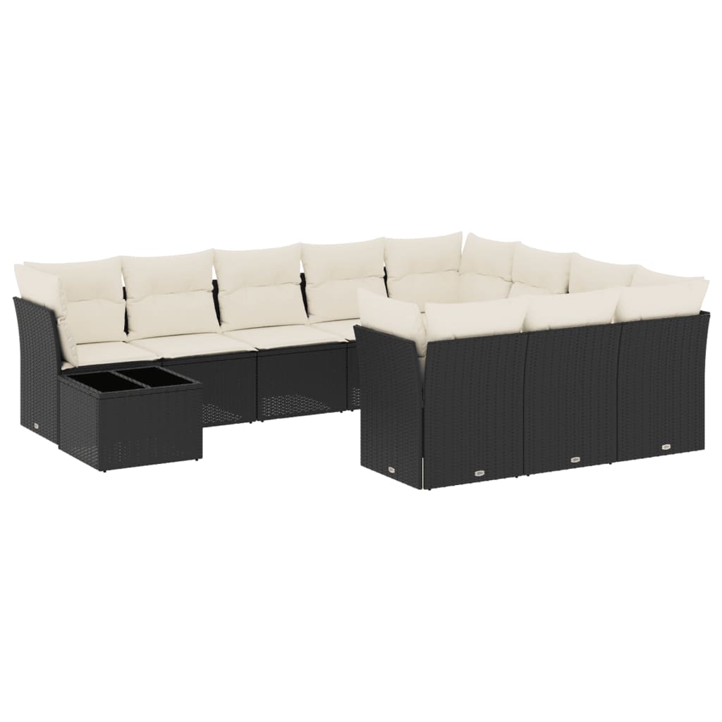 11-delige Loungeset met kussens poly rattan zwart is nu te koop bij PeponiXL, paradijselijk wonen!
