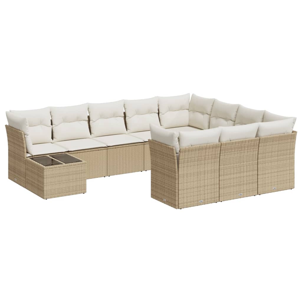 11-delige Tuinset met kussens poly rattan beige is nu te koop bij PeponiXL, paradijselijk wonen!