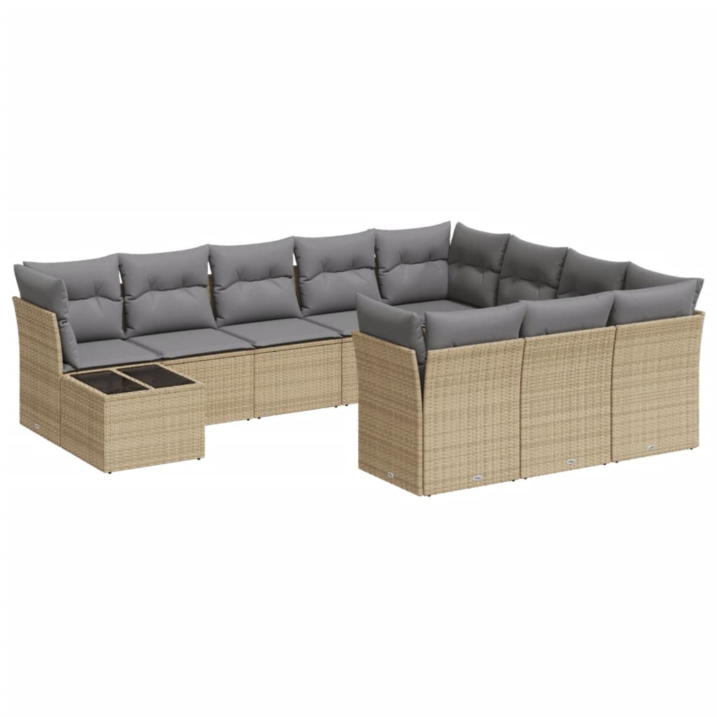 11-delige Tuinset met kussens poly rattan beige is nu te koop bij PeponiXL, paradijselijk wonen!