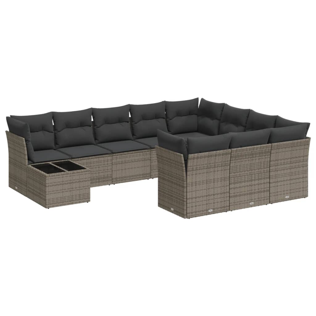 11-delige Loungeset met kussens poly rattan grijs is nu te koop bij PeponiXL, paradijselijk wonen!