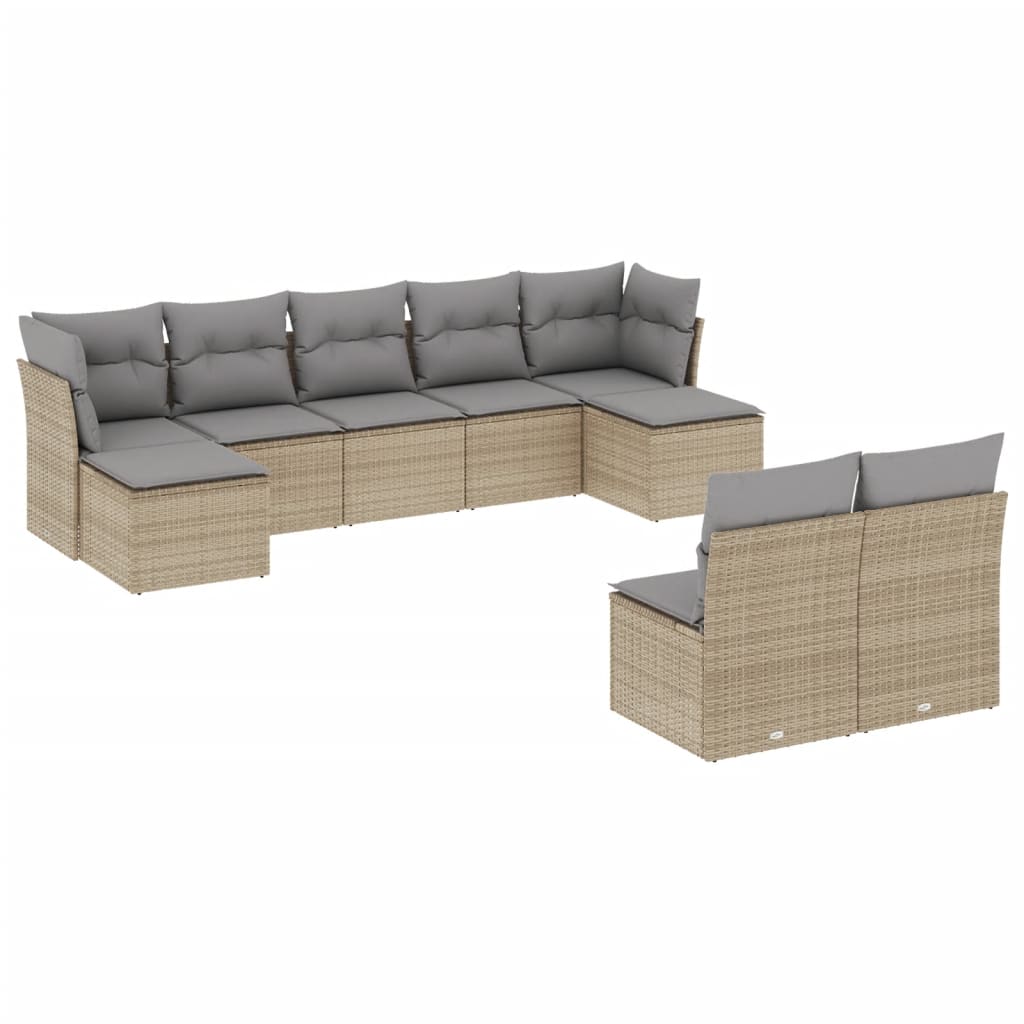 9-delige Loungeset met kussens poly rattan beige is nu te koop bij PeponiXL, paradijselijk wonen!
