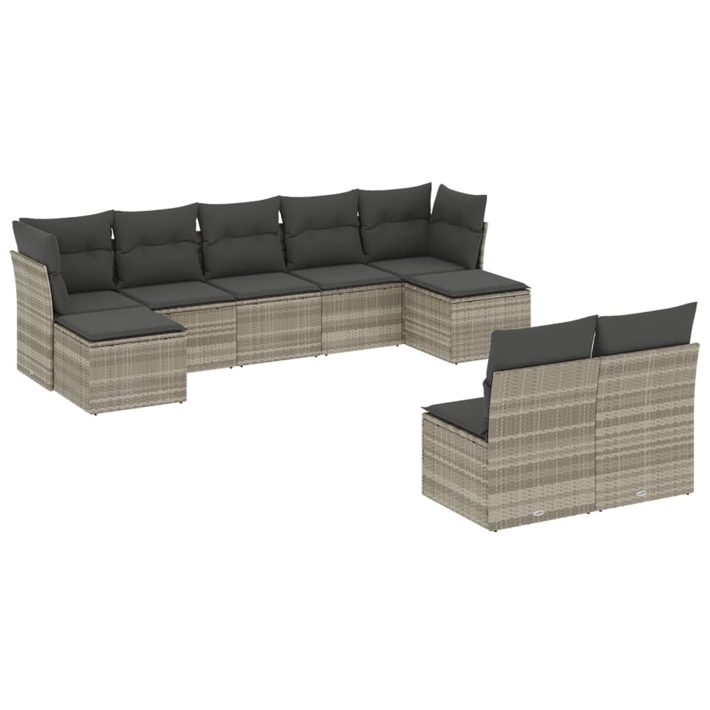 9-delige Loungeset met kussens poly rattan lichtgrijs is nu te koop bij PeponiXL, paradijselijk wonen!