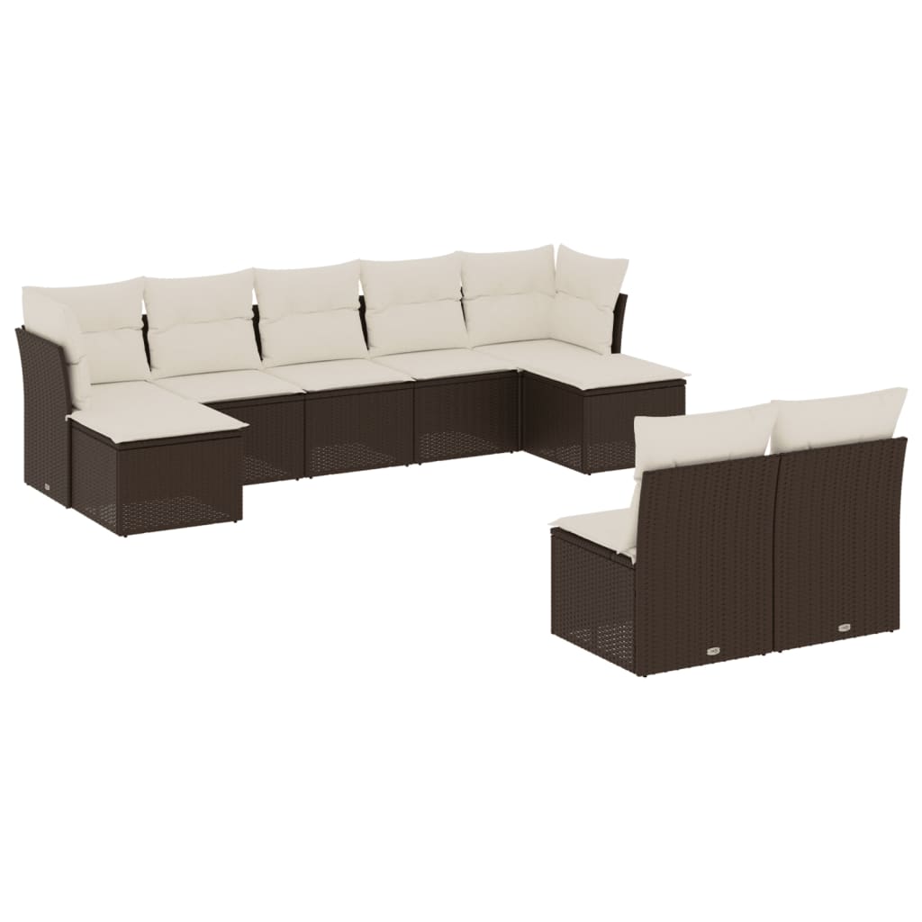 9-delige Loungeset met kussens poly rattan bruin is nu te koop bij PeponiXL, paradijselijk wonen!