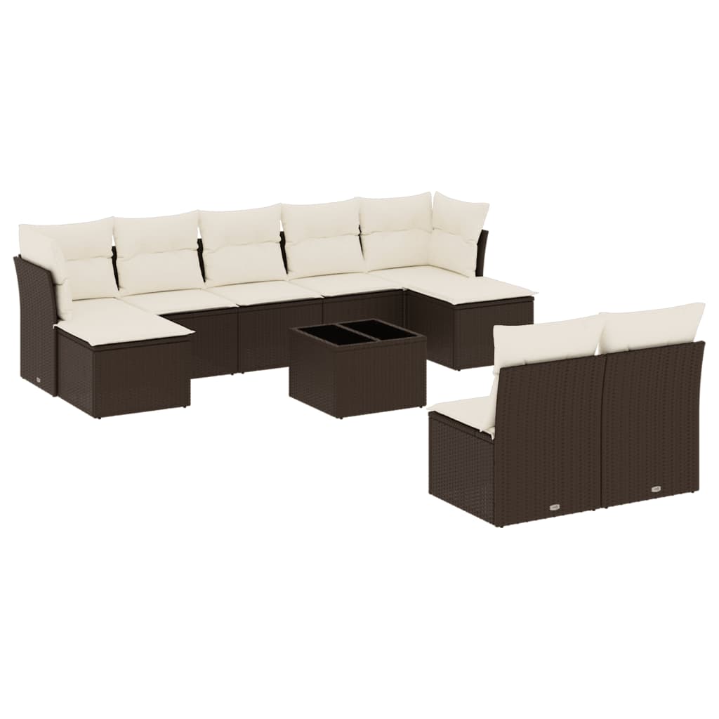 10-delige Loungeset met kussens poly rattan bruin is nu te koop bij PeponiXL, paradijselijk wonen!