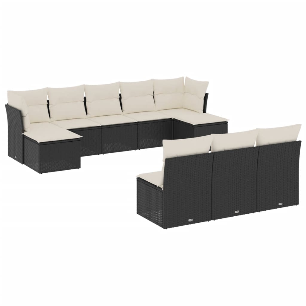 10-delige Loungeset met kussens poly rattan zwart is nu te koop bij PeponiXL, paradijselijk wonen!