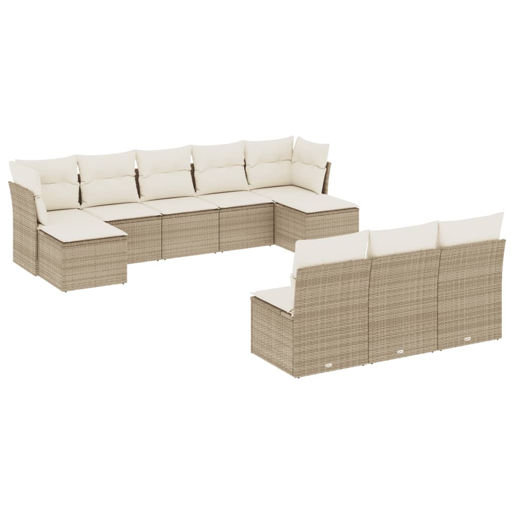 10-delige Loungeset met kussens poly rattan beige is nu te koop bij PeponiXL, paradijselijk wonen!