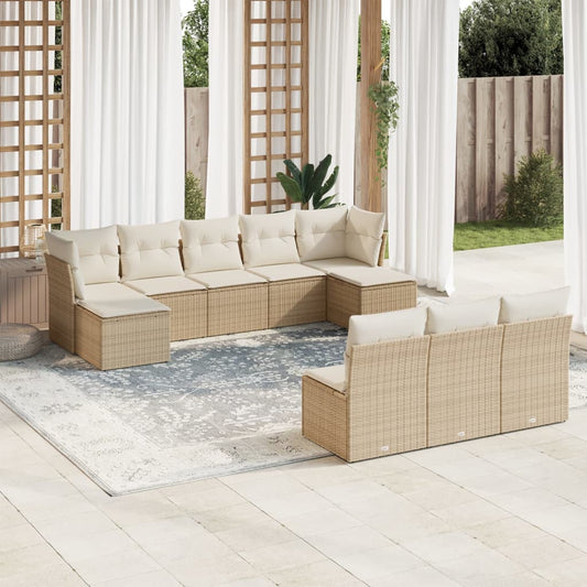 10-delige Loungeset met kussens poly rattan beige is nu te koop bij PeponiXL, paradijselijk wonen!