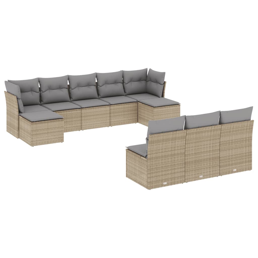 10-delige Loungeset met kussens poly rattan beige is nu te koop bij PeponiXL, paradijselijk wonen!