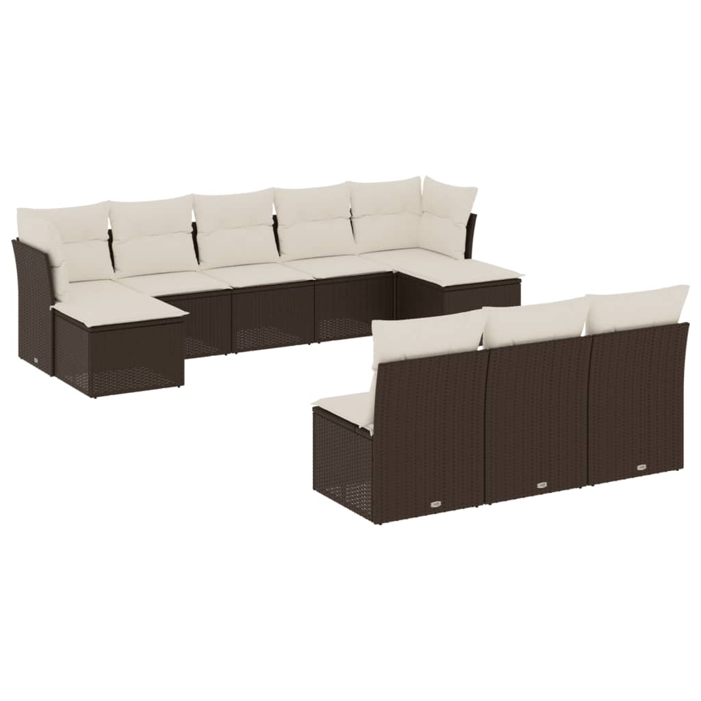 10-delige Loungeset met kussens poly rattan bruin is nu te koop bij PeponiXL, paradijselijk wonen!
